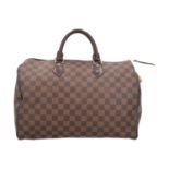 LOUIS VUITTON Handtasche "SPEEDY 35", Koll. 2008.Akt. NP.: 925,-€. Damier Ebene Canv