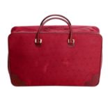 CHRISTIAN DIOR VINTAGE Koffer.Weinrotes Modell aus Textil mit Glattleder-Details und g