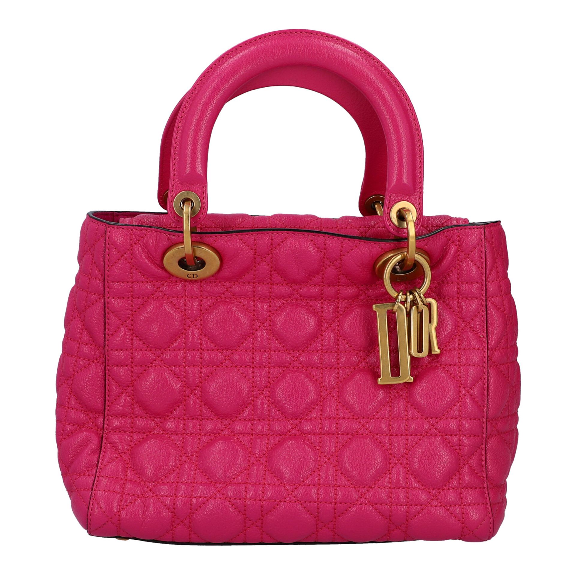 CHRISTIAN DIOR Handtasche "LADY DIOR", Koll. 2018.Limited Edition in Fuchsia. NP. ca.: