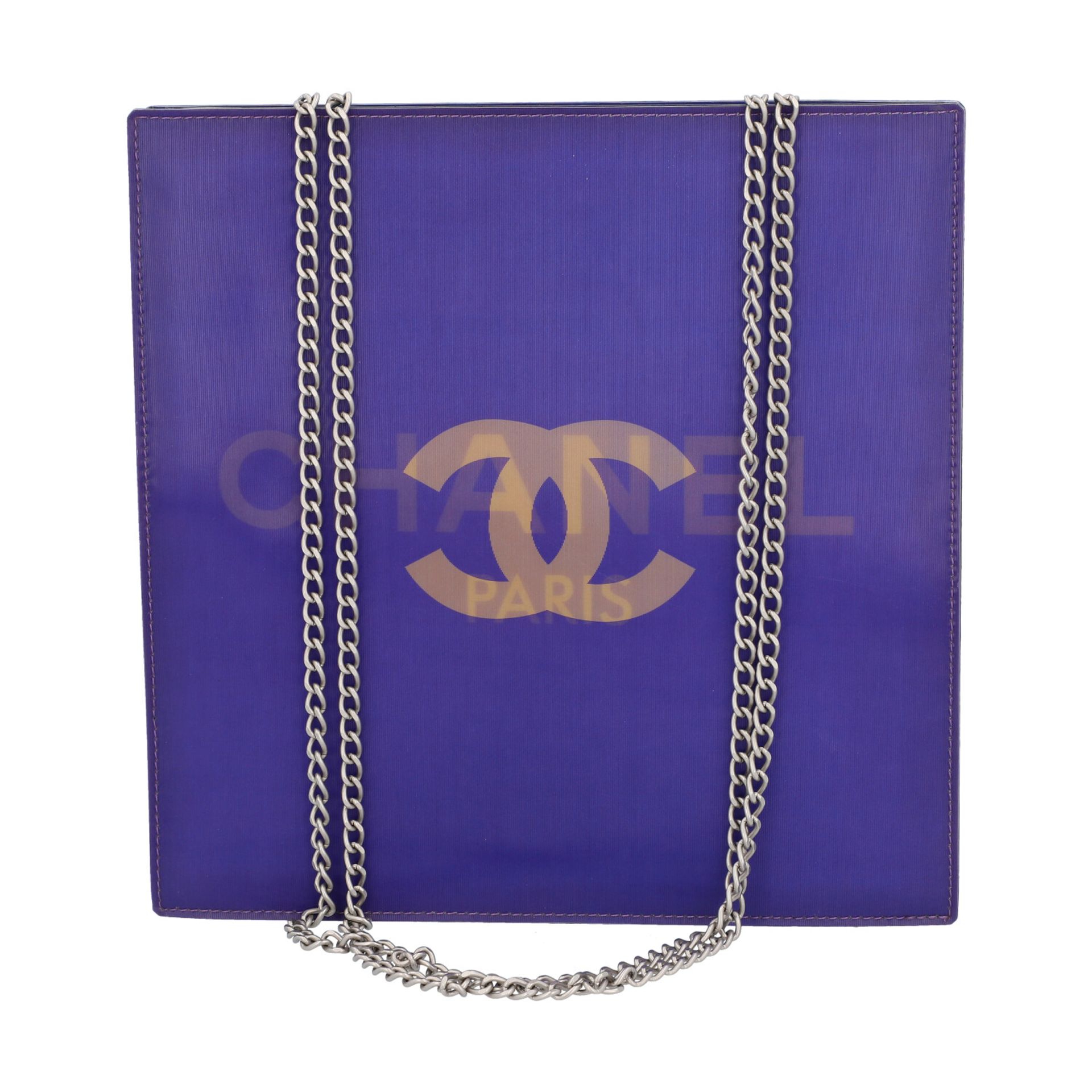 CHANEL Schultertasche, Koll. 2000/2002.Textil in Violett mit Hologram-Logomuster, dopp - Bild 6 aus 9