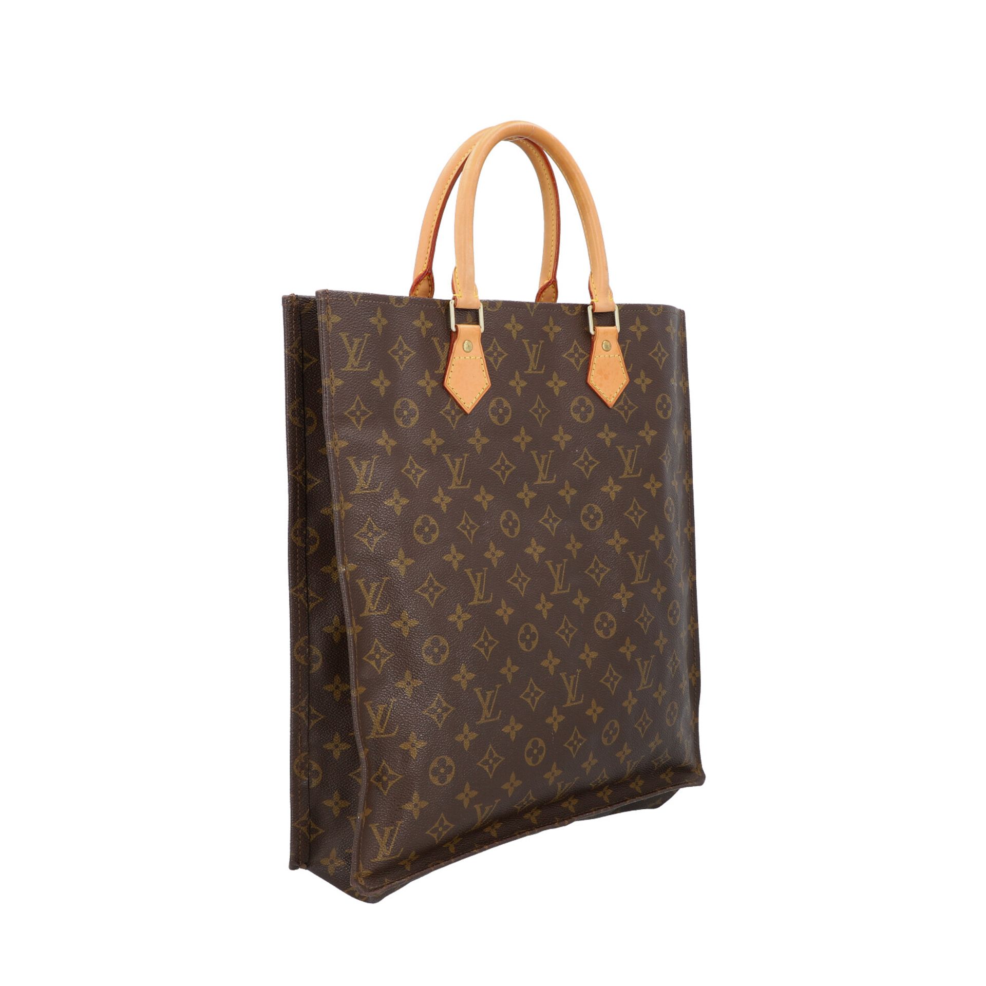 LOUIS VUITTON VINTAGE Henkeltasche "SAC PLAT".Monogram Canvas mit Doppelhenkel aus Rin - Bild 2 aus 8