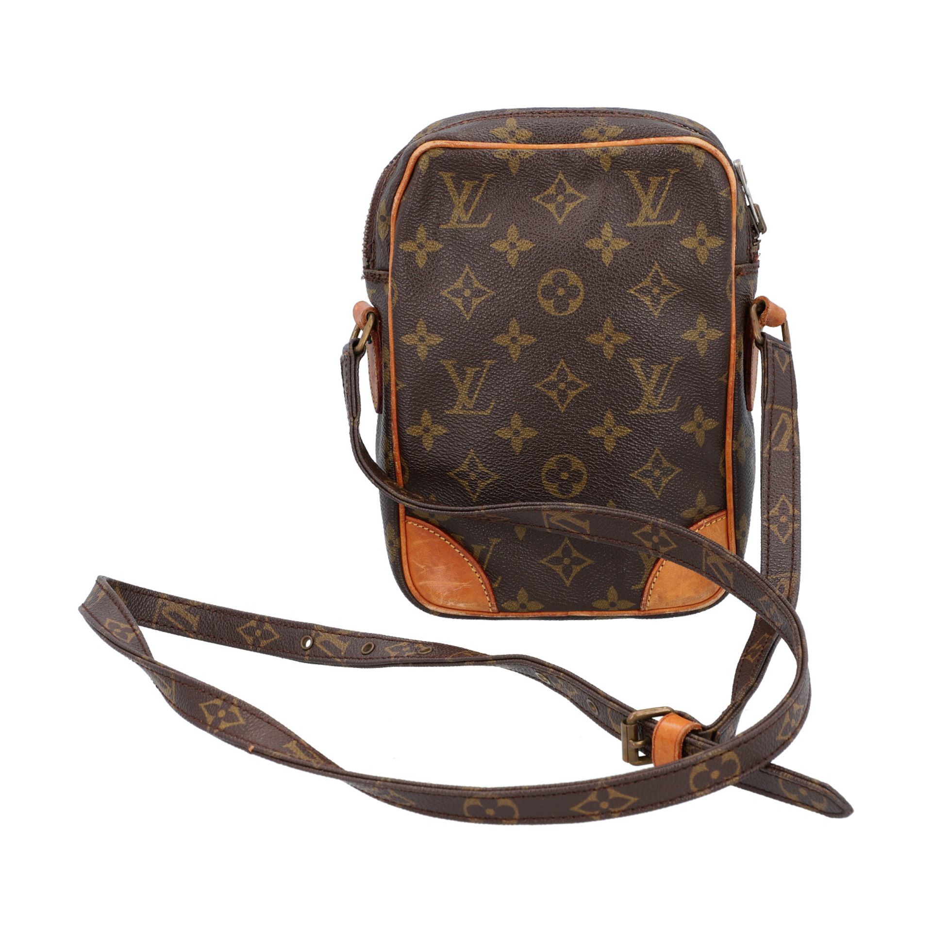 LOUIS VUITTON VINTAGE Umhängetasche "DANUBE".Monogram Canvas Serie mit Rindsleder-Det - Bild 4 aus 5