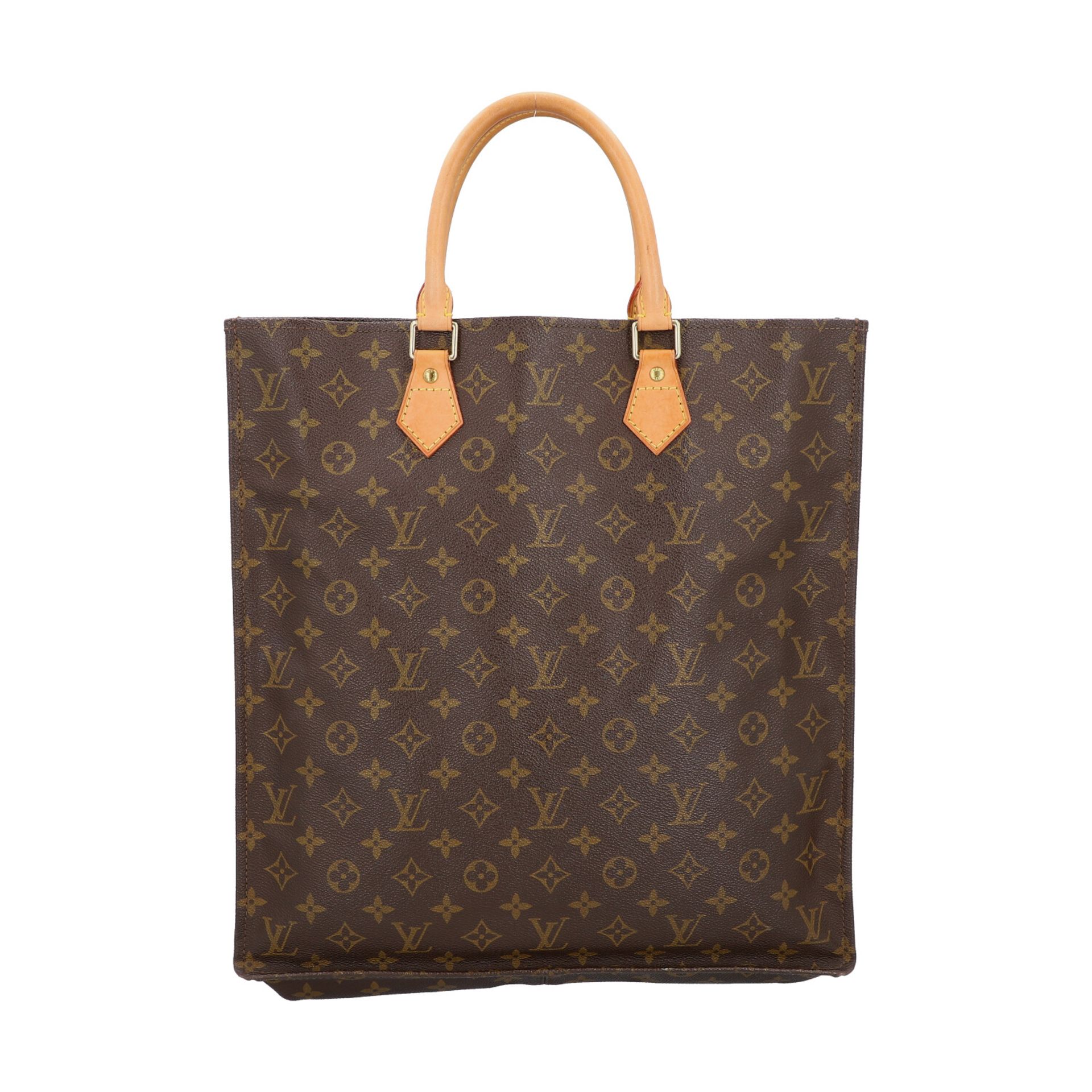 LOUIS VUITTON VINTAGE Henkeltasche "SAC PLAT".Monogram Canvas mit Doppelhenkel aus Rin - Bild 4 aus 8