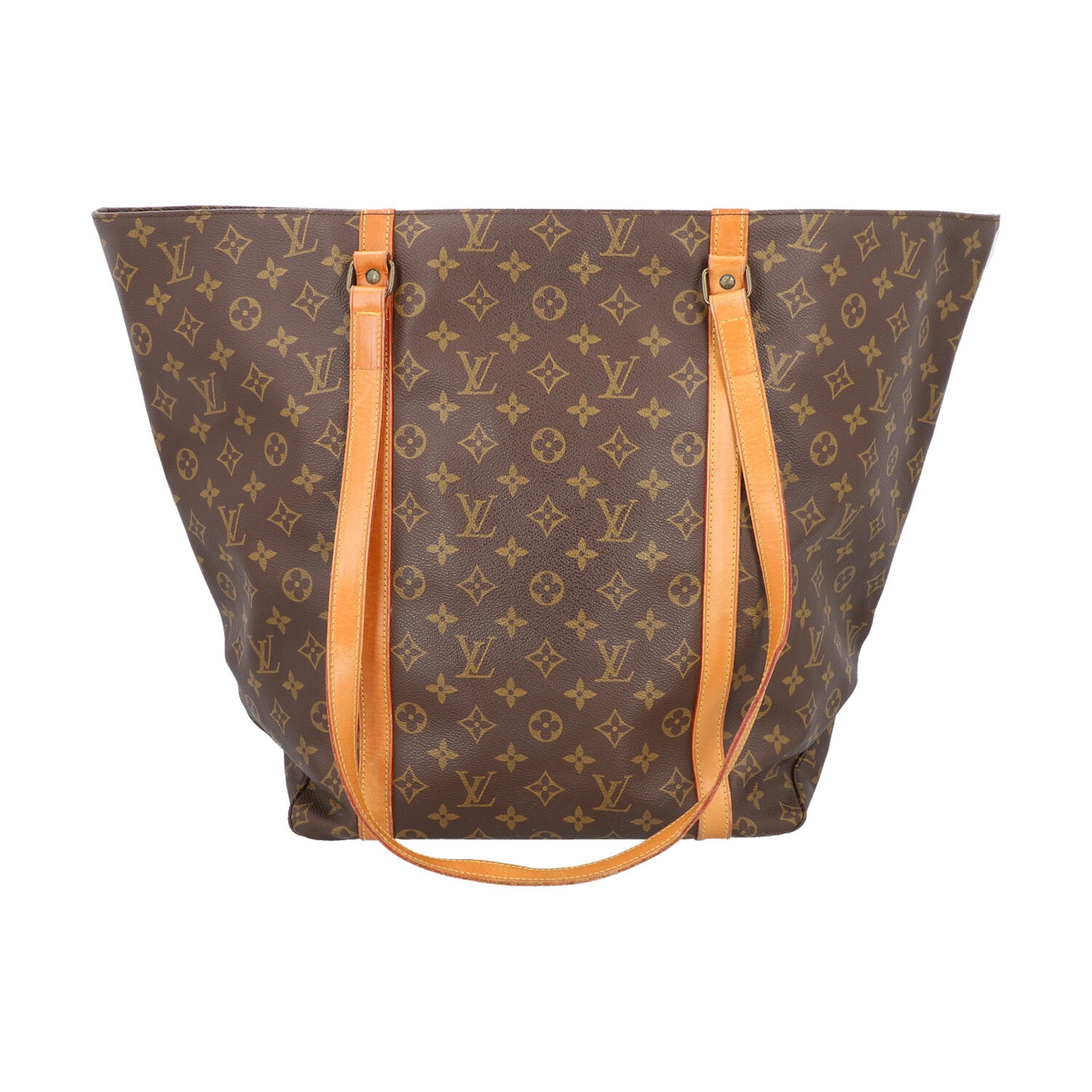 LOUIS VUITTON VINTAGE Shopper "SAC SHOPPING".Monogram Canvas Serie mit Rindsleder-Deta