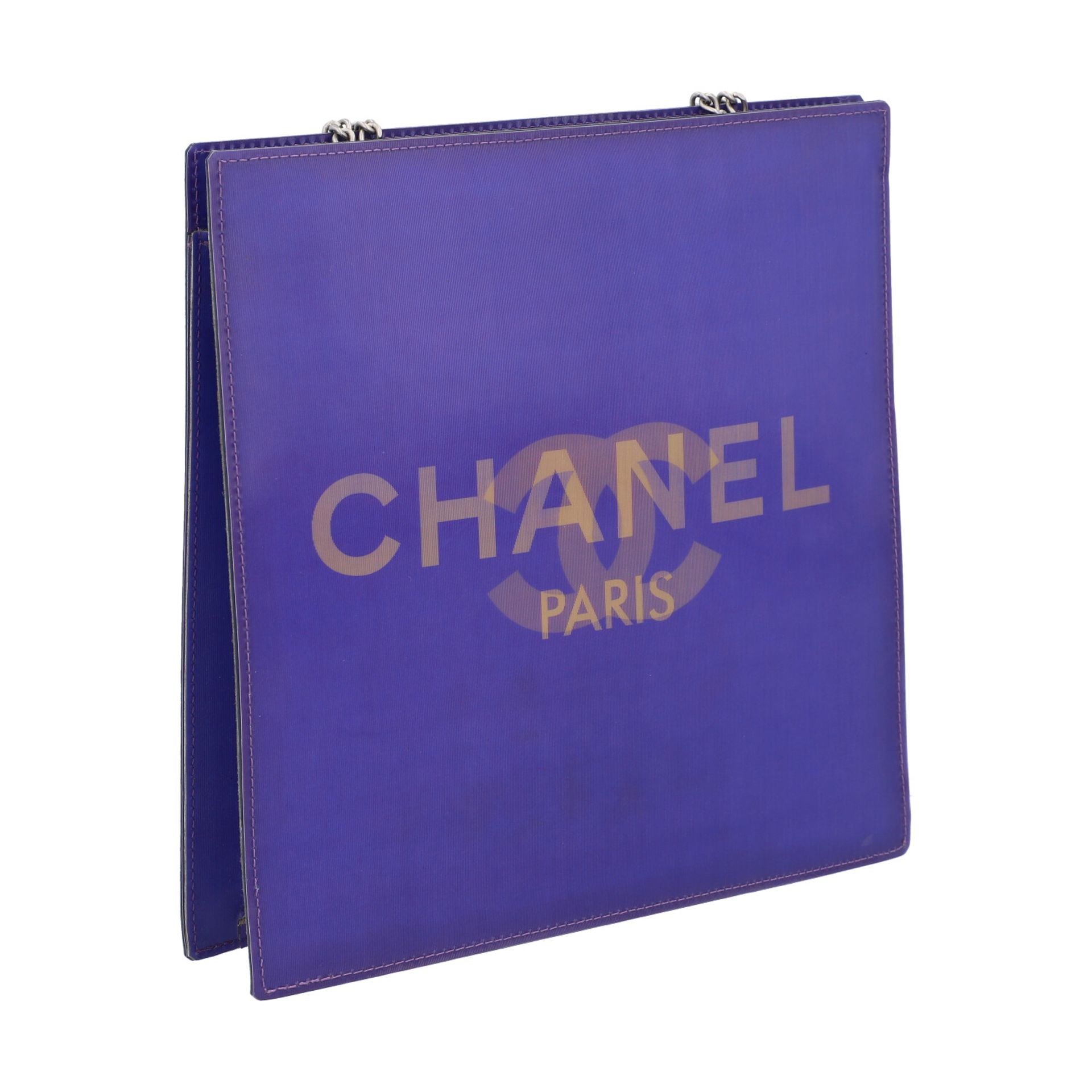 CHANEL Schultertasche, Koll. 2000/2002.Textil in Violett mit Hologram-Logomuster, dopp - Bild 4 aus 9