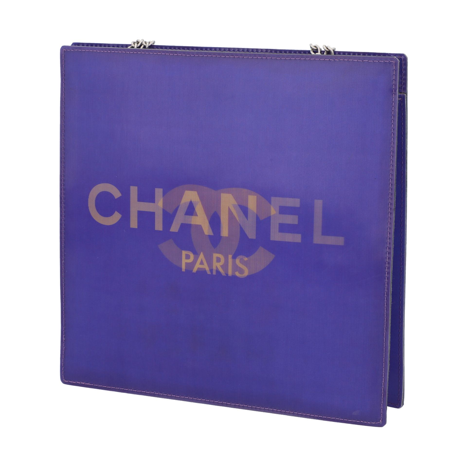 CHANEL Schultertasche, Koll. 2000/2002.Textil in Violett mit Hologram-Logomuster, dopp - Bild 3 aus 9