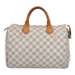 LOUIS VUITTON Henkeltasche "SPEEDY 30", Koll.: 2010.Akt. NP.: 910,-€. Damier Azur Ca