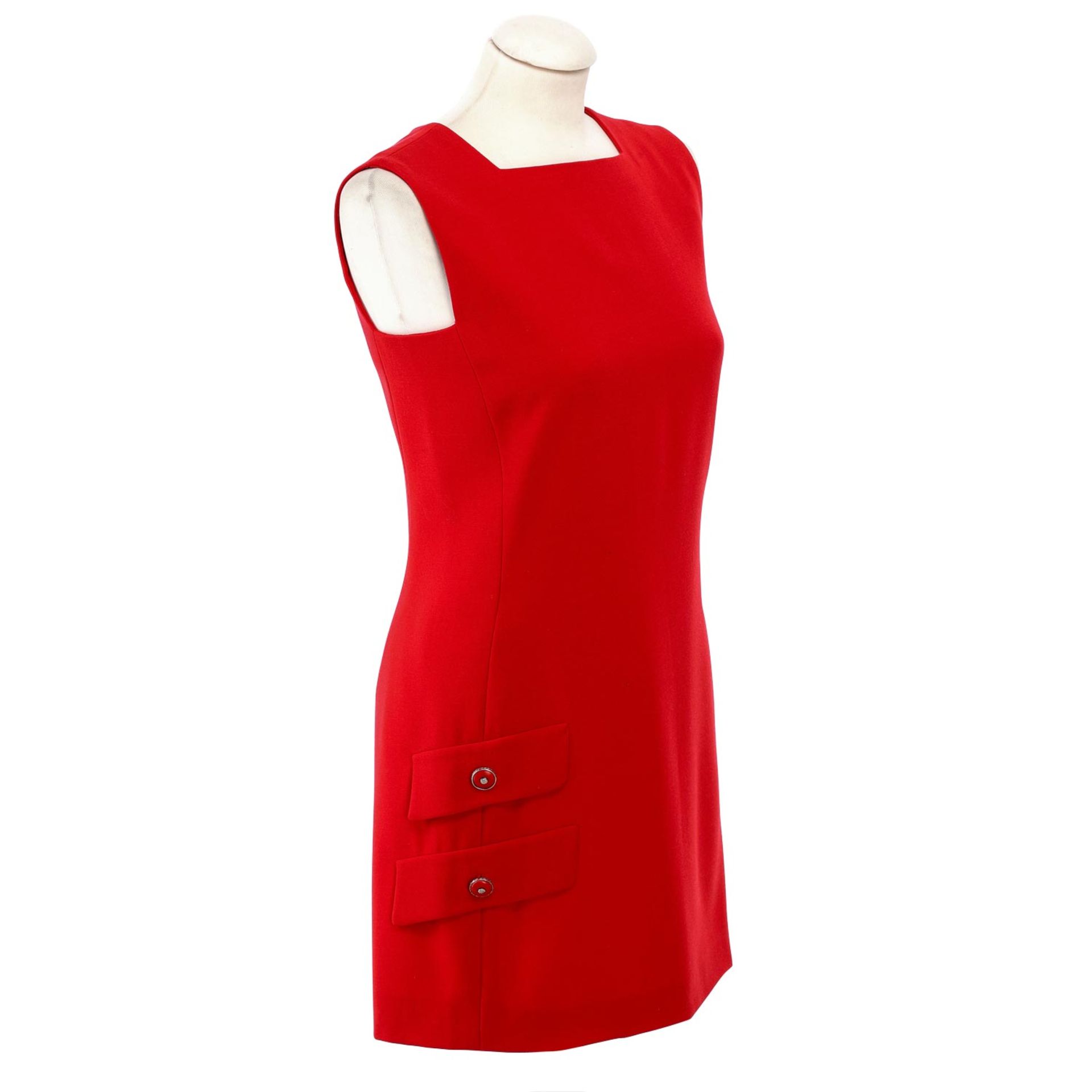 GIANNI VERSACE COUTURE VINTAGE Kleid, Gr. 38 (40 ital.).Klassisches Kleid in Rot, Etui - Bild 2 aus 4
