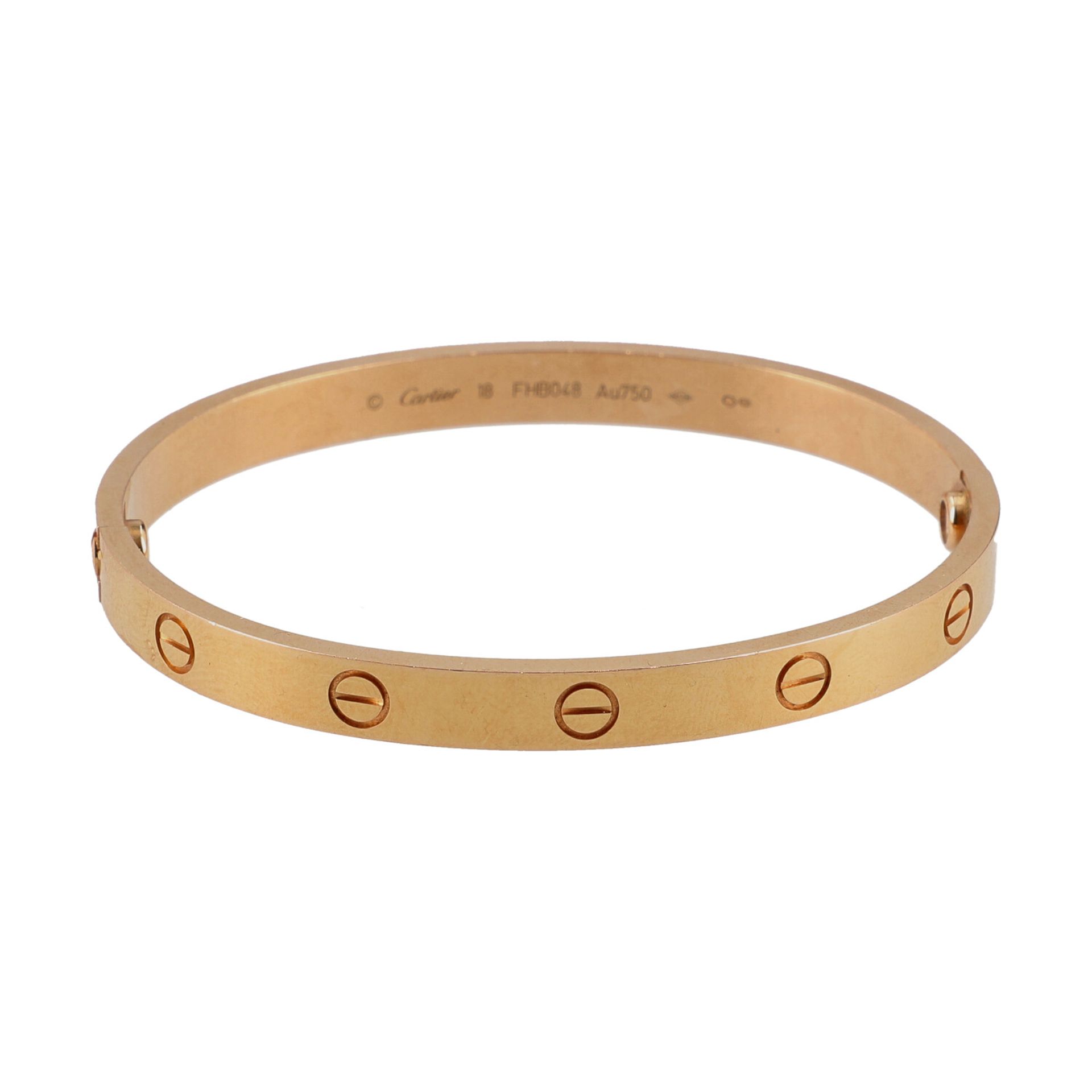 CARTIER Armreif "LOVE BRACELET", akt. NP.: 6.500,-€.Size 18cm. 750 Roségold. Klassi