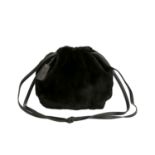 CHANEL VINTAGE Schultertasche, Koll. 1999.Schwarzes Royal-Kanin-Fell/schwarzes Lammled