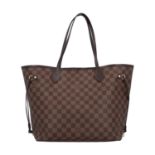 LOUIS VUITTON Shopper "NEVERFULL MM", Koll. 2019.Akt. NP.: 1.120,-€. Damier Ebene Se