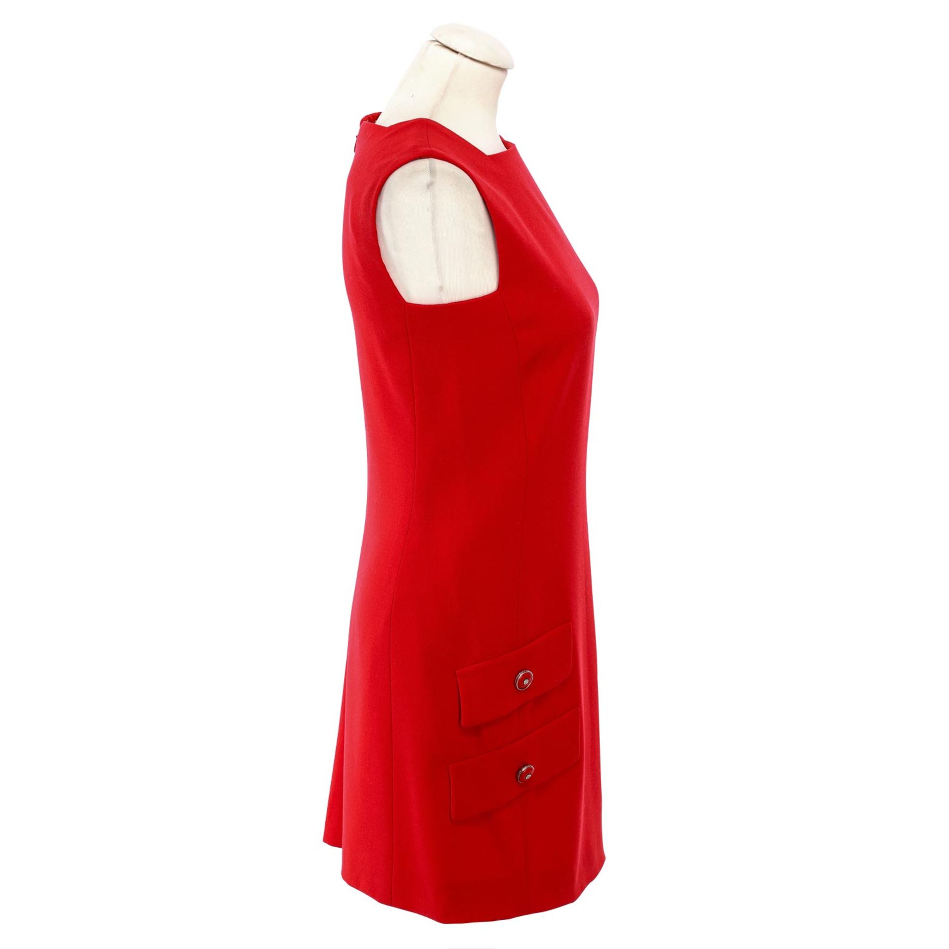 GIANNI VERSACE COUTURE VINTAGE Kleid, Gr. 38 (40 ital.).Klassisches Kleid in Rot, Etui - Bild 3 aus 4
