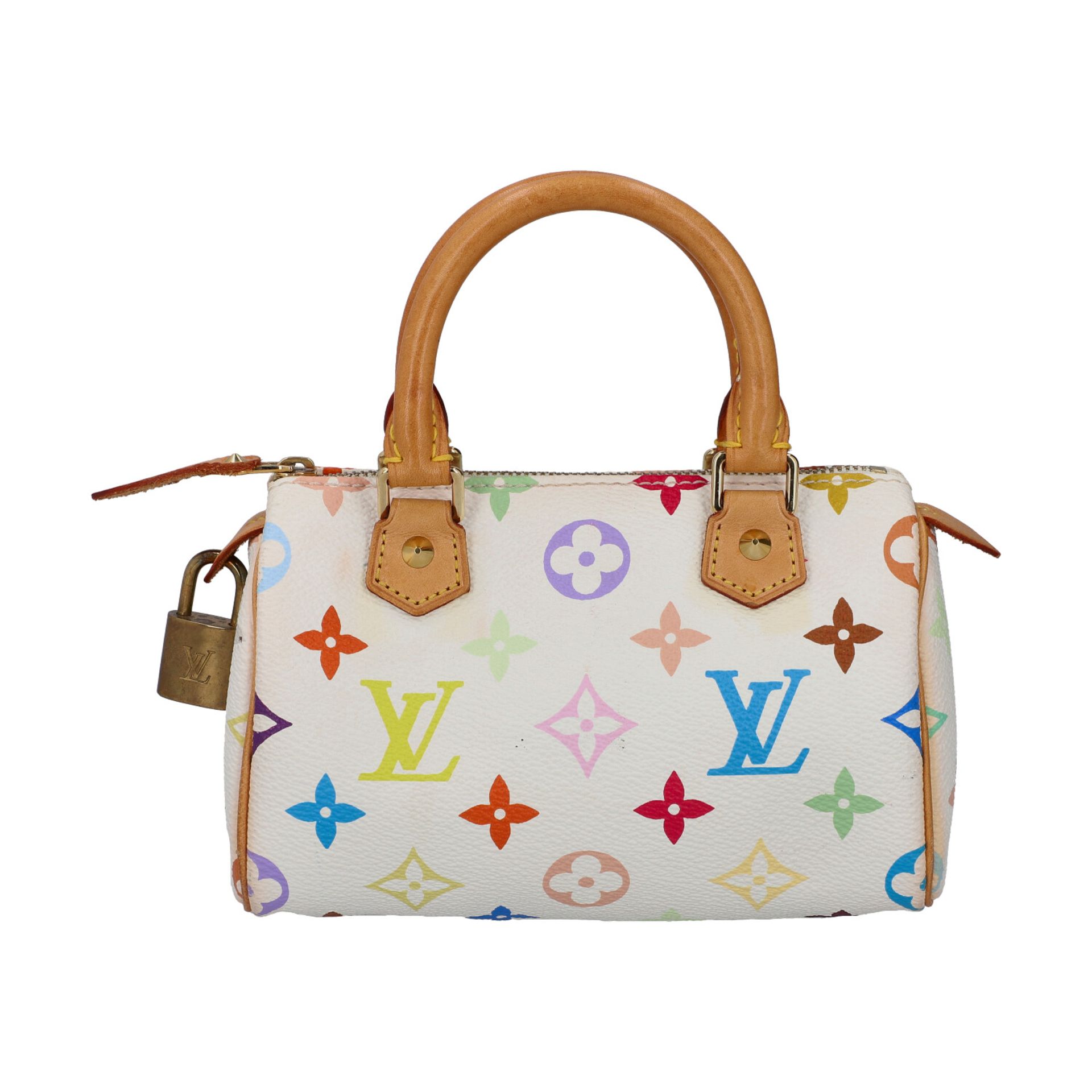 LOUIS VUITTON Henkeltasche "SPEEDY NANO".Monogram Multicolor auf Canvas mit Rindsleder