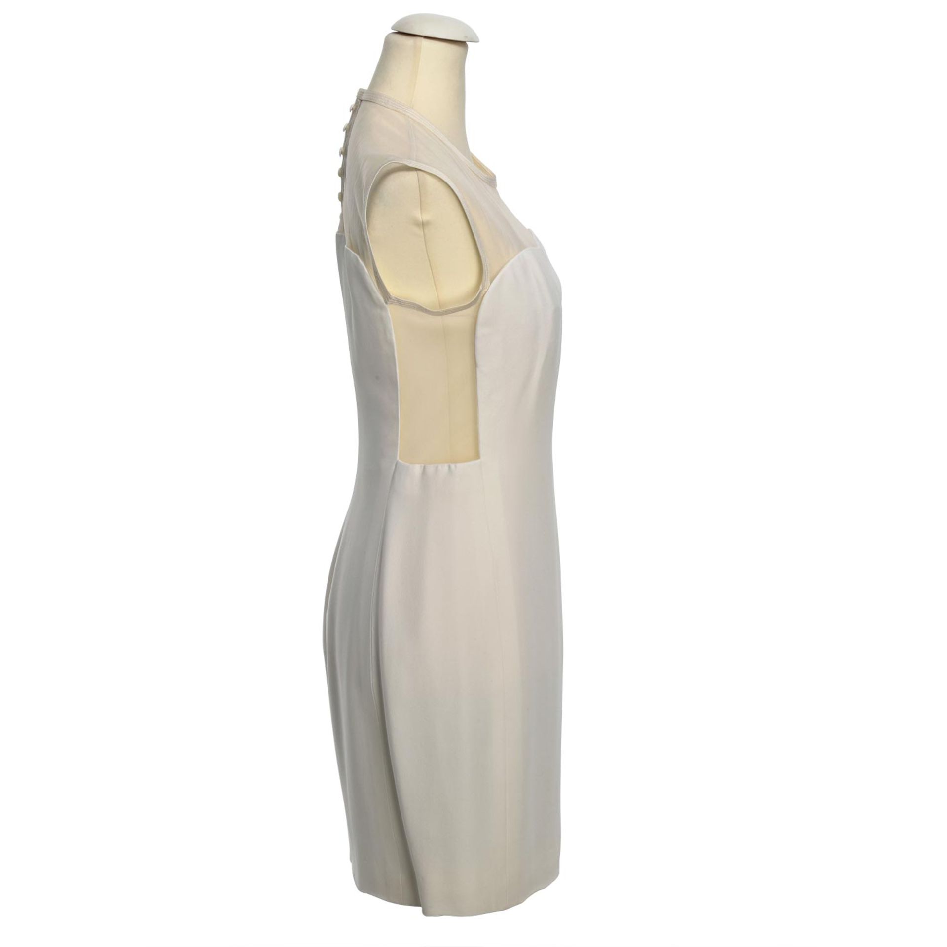 GIANNI VERSACE VINTAGE Kleid, Gr. 36/38.Weißes Etuikleid mit transparetem Mesh-Detail - Bild 3 aus 4