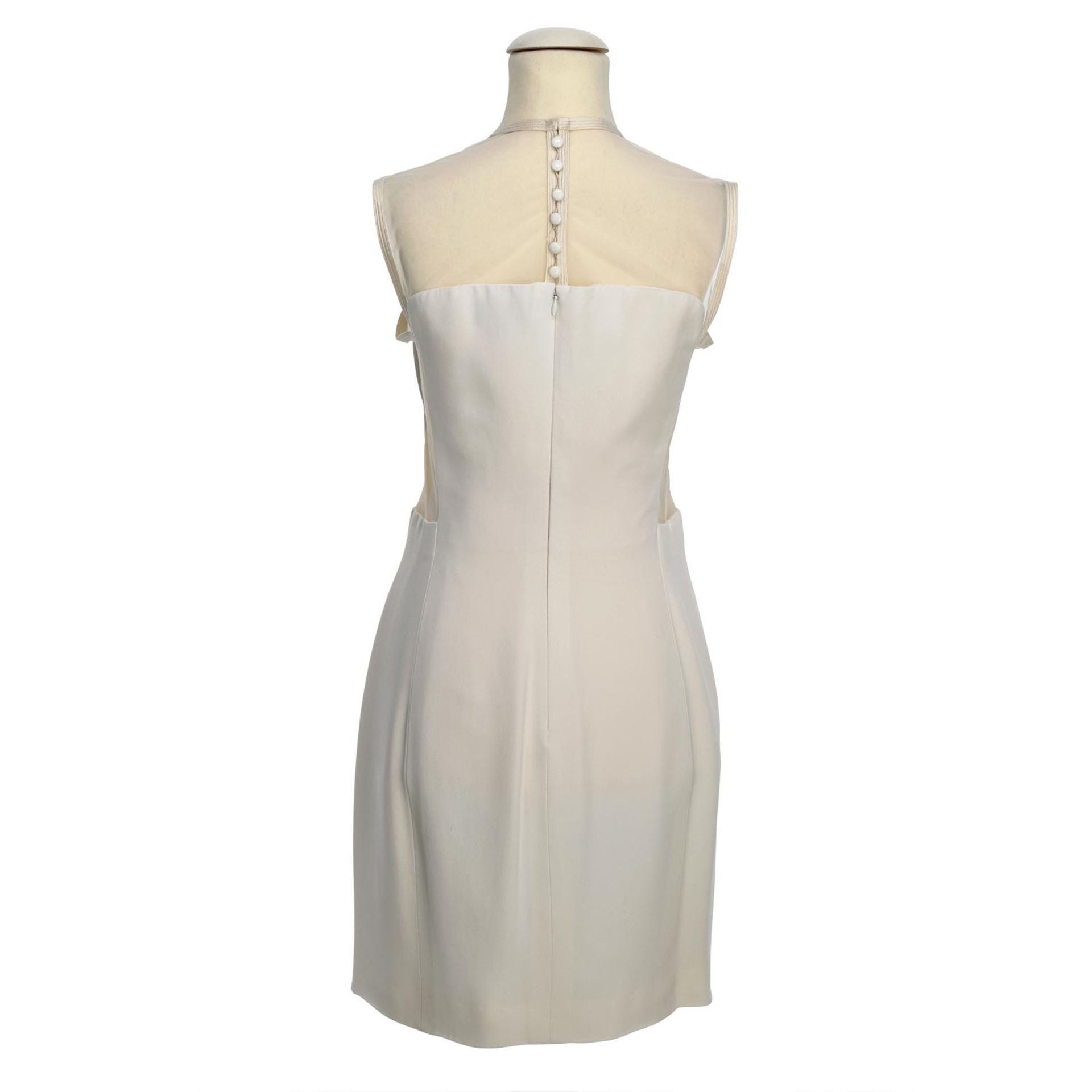 GIANNI VERSACE VINTAGE Kleid, Gr. 36/38.Weißes Etuikleid mit transparetem Mesh-Detail - Bild 4 aus 4
