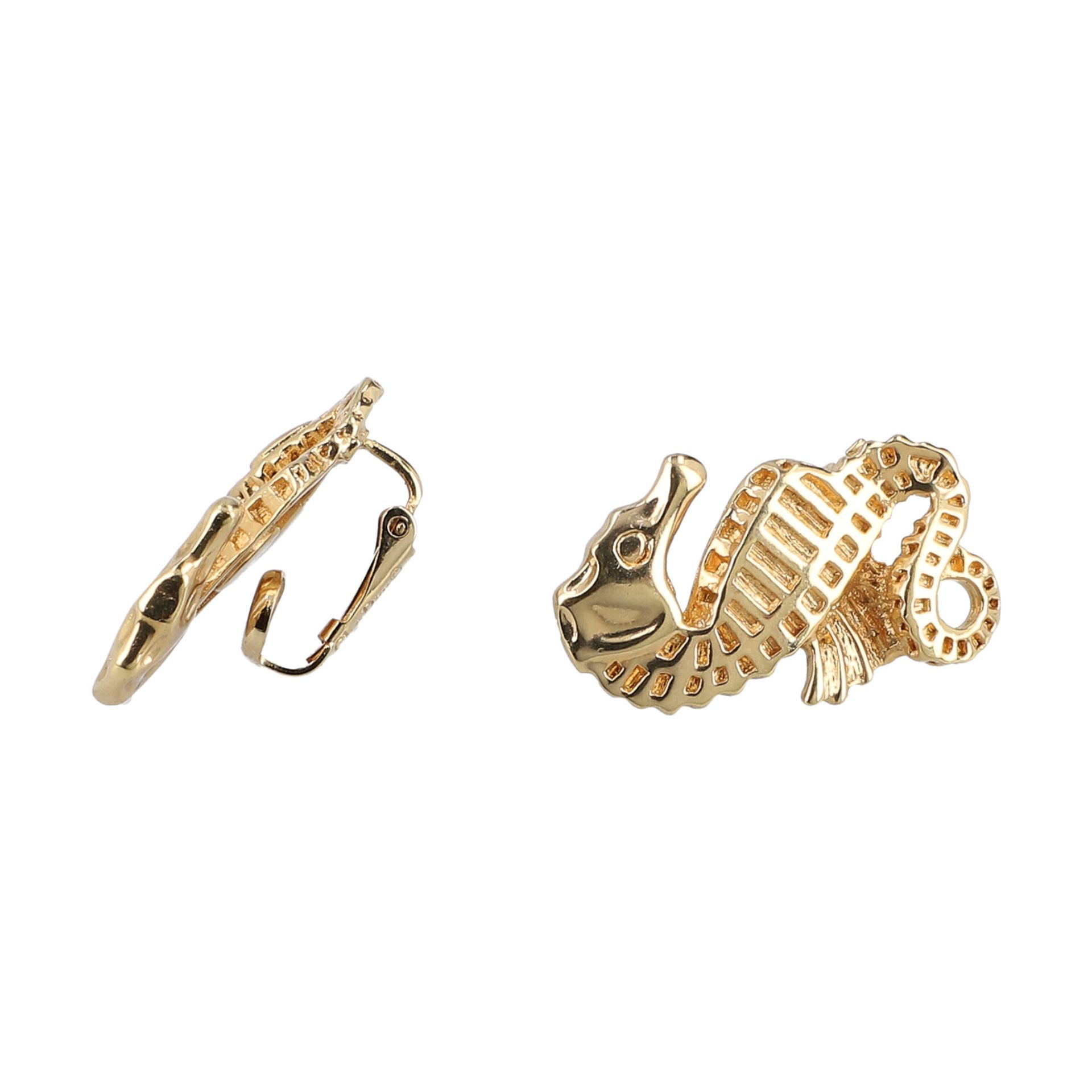 CHRISTIAN DIOR VINTAGE Ohrclips. Goldfarben in Seepferdchenform. Guter Erhalt. < - Image 2 of 4