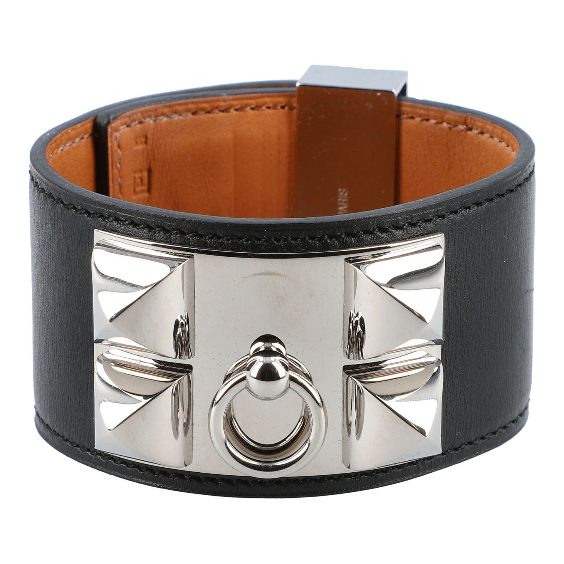 HERMÈS Armband "COLLIER DE CHIEN", Gr. L. Akt. NP.: 995,-€. Chamonix Leder in Schwa