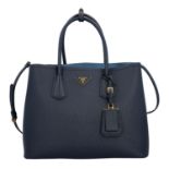 PRADA Shoppertasche "GROSSE DOUBLE TASCHE". Akt. NP.: 2.500,-€. Saffiano-Leder in Du