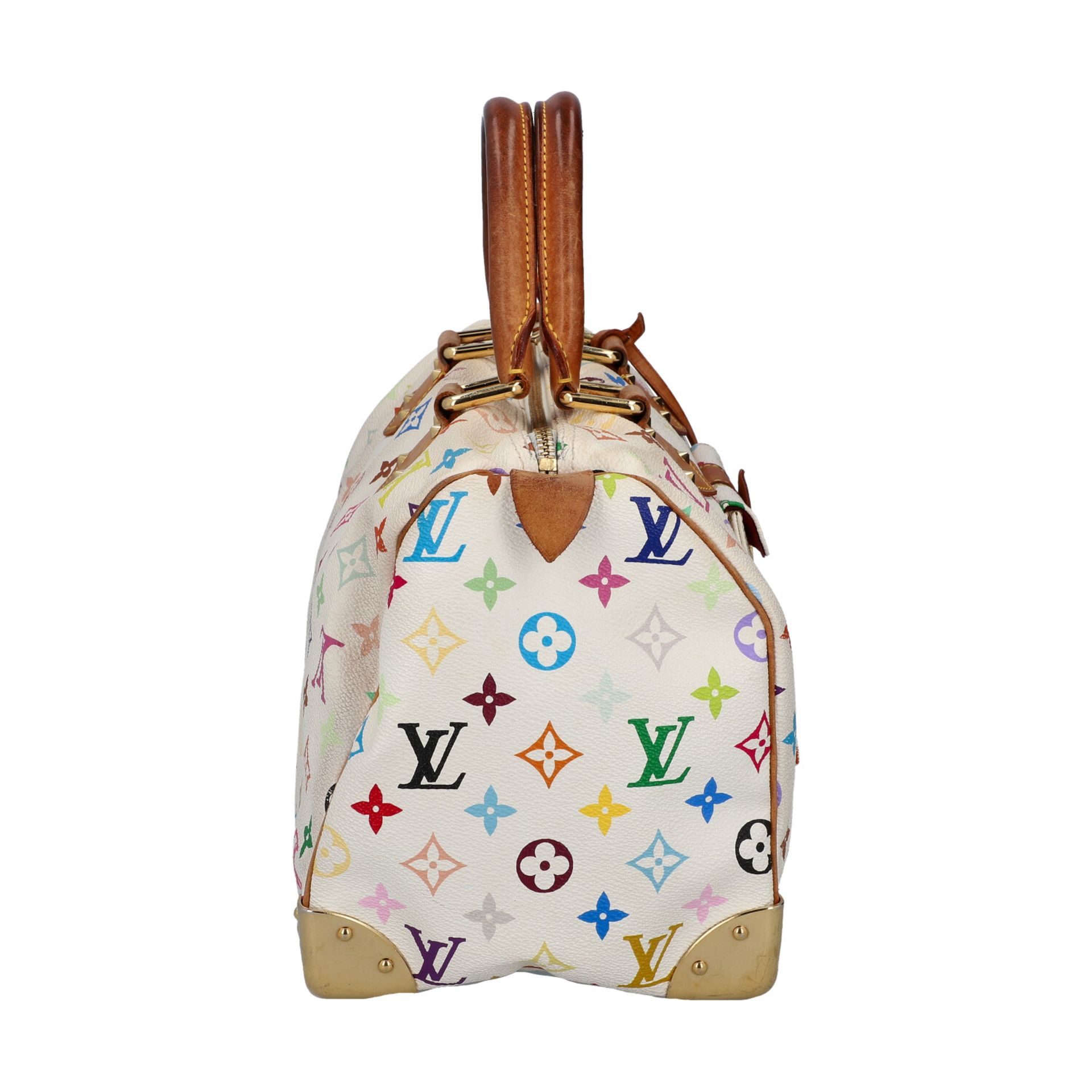 LOUIS VUITTON Henkeltasche "SPEEDY 30", Koll.: 2004. Monogram Multicolor in Weiß mit - Image 3 of 8