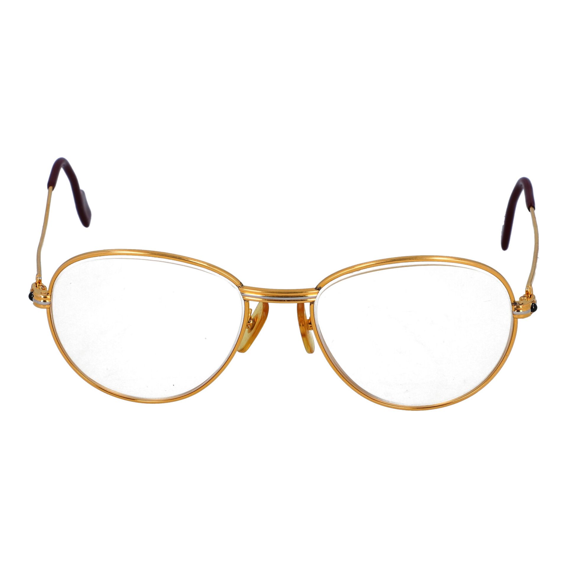 CARTIER VINTAGE Brille. Vergoldetes Gestell mit bicolor Detail auf dem Nasen-Rücken,