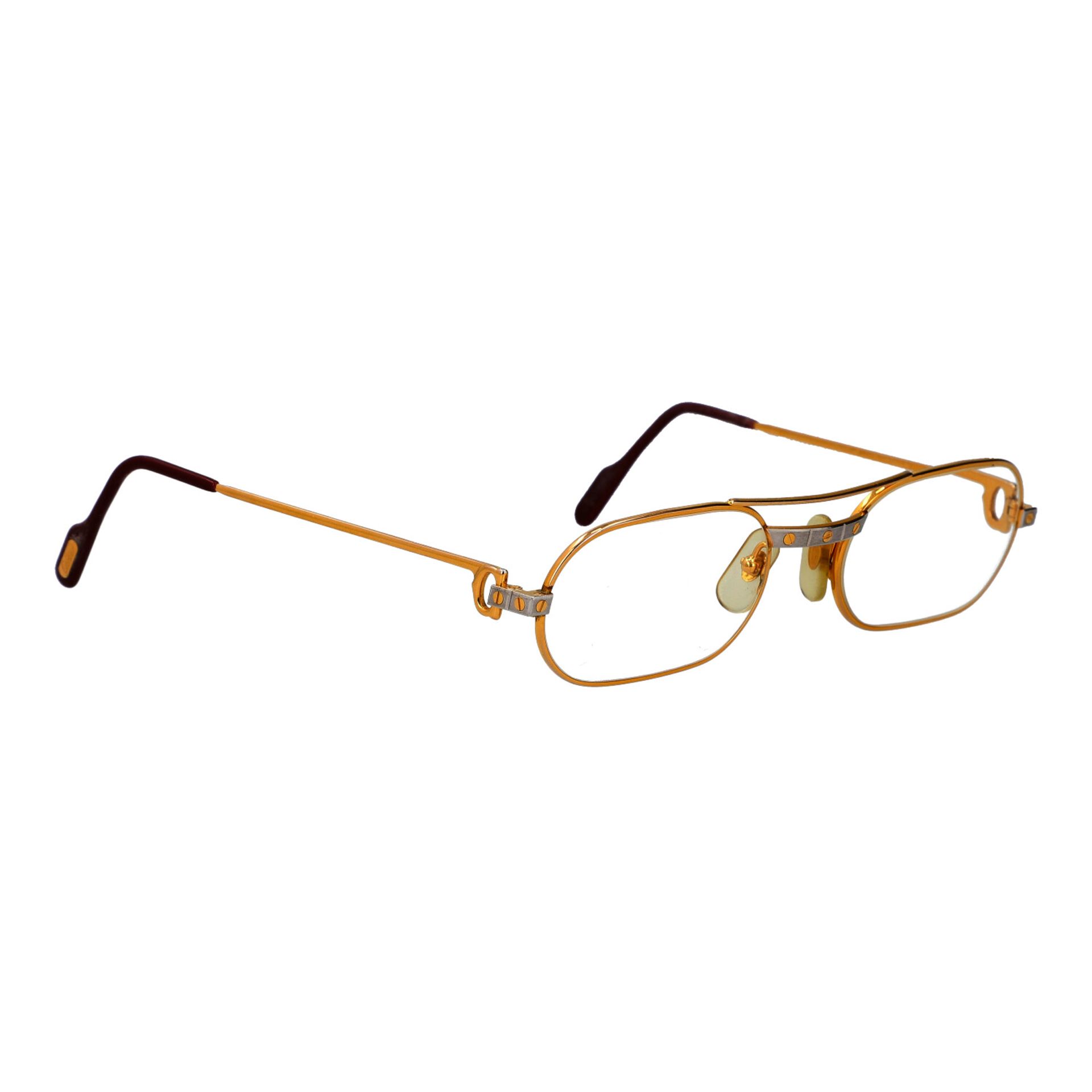 CARTIER VINTAGE Brille "SANTOS". Vergoldetes Modell mit Logo-Detail seitlich, Schraube - Image 2 of 4