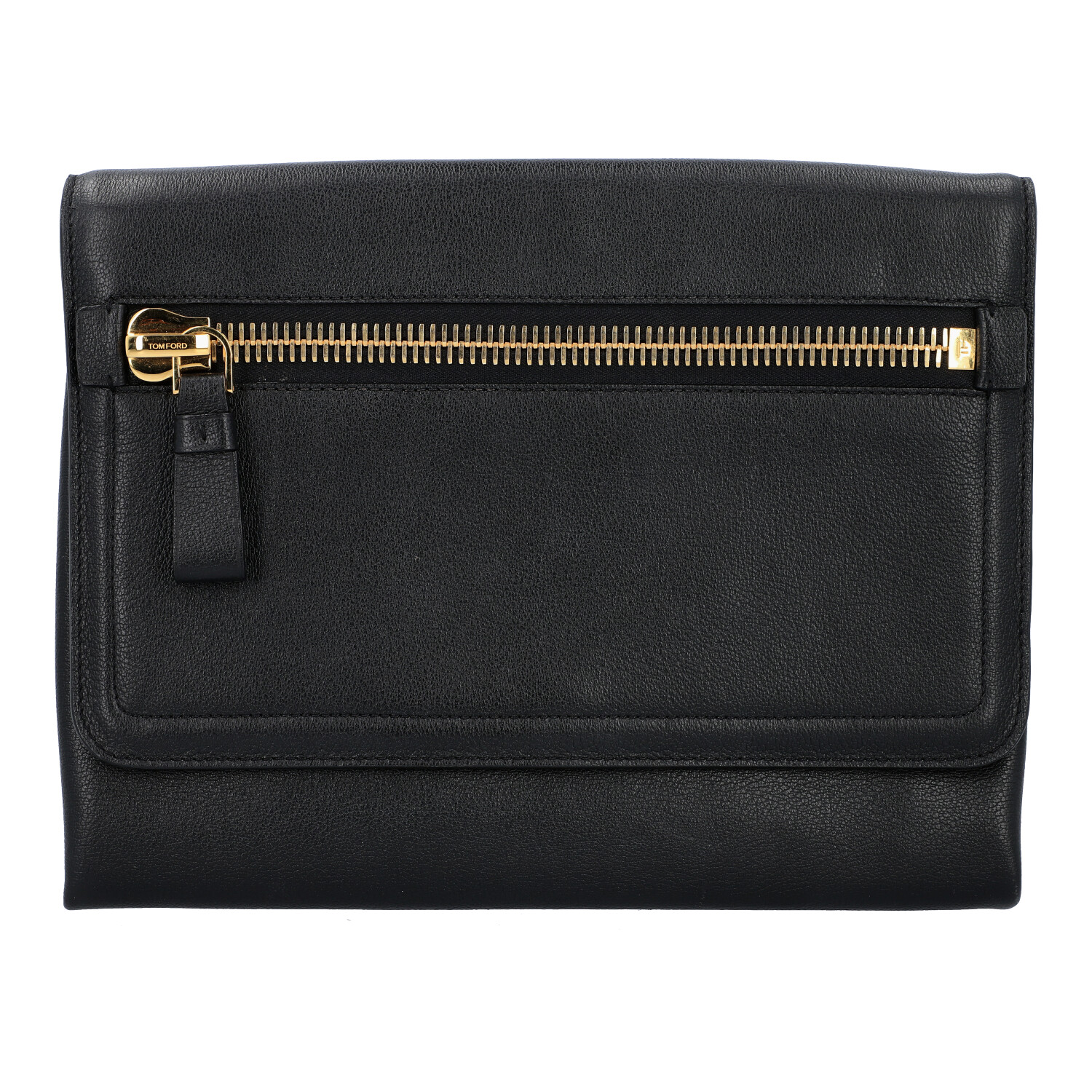 TOM FORD Clutch, NP. ca.: 1.900,-€. Schwarzes Leder mit Reißverschluss Außenfach a