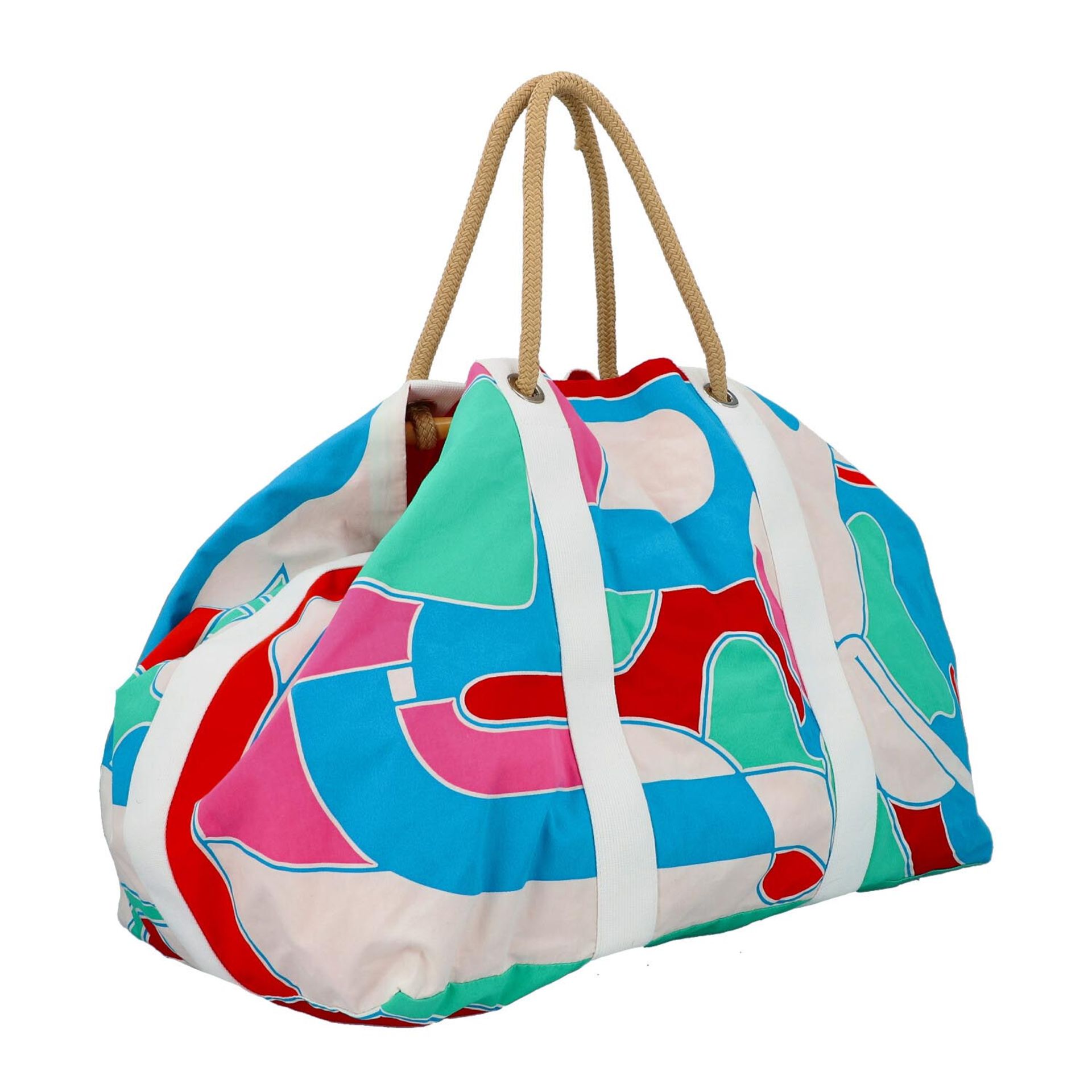 HERMÈS Weekender "BATEAU JEUX D`ANIMAUX BEACH BAG". Beach Bag aus Textil in Weiß mit - Image 2 of 8