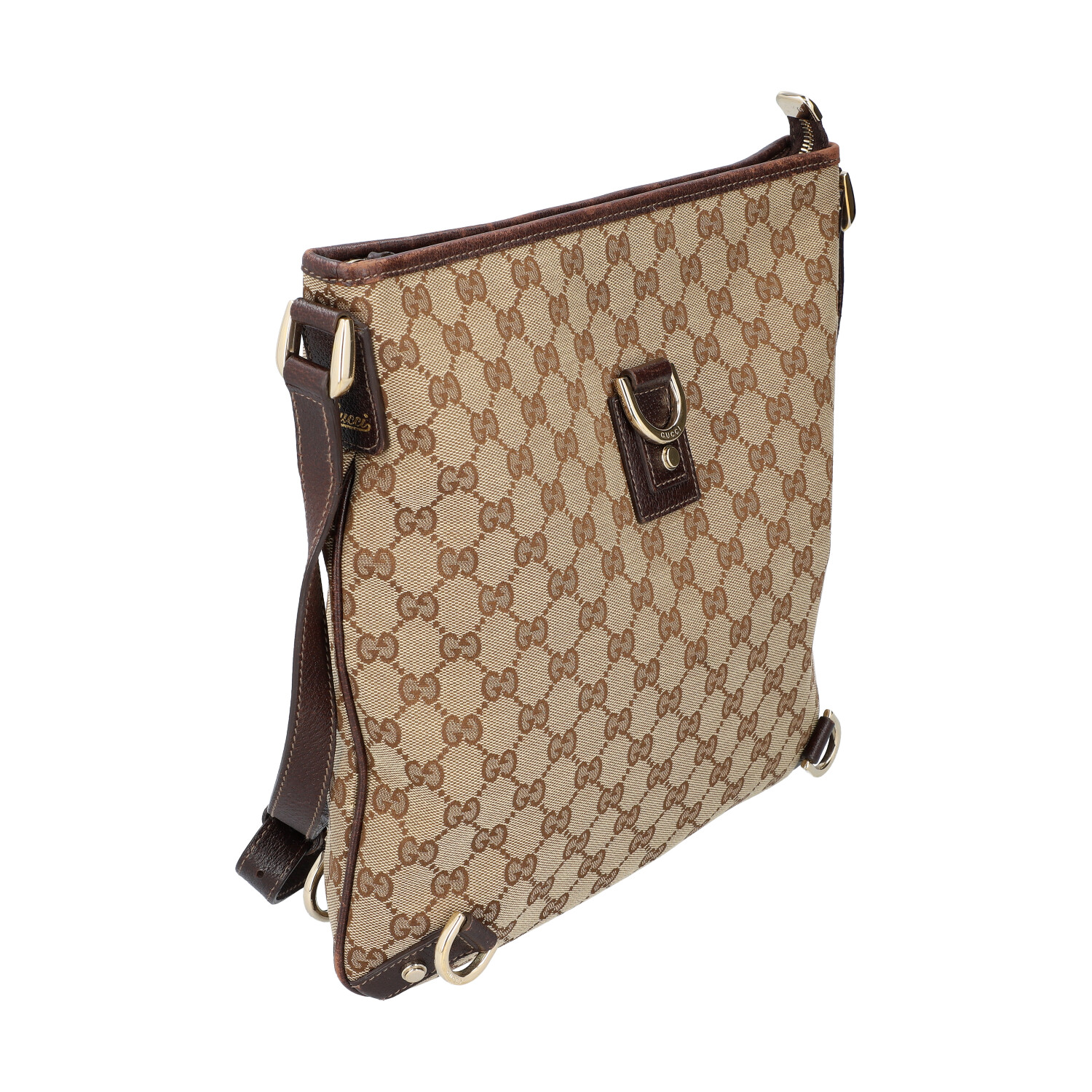 GUCCI Handtasche. Guccissima Design auf Textil in Beige und Braun, braunfarbene Leder- - Image 2 of 8