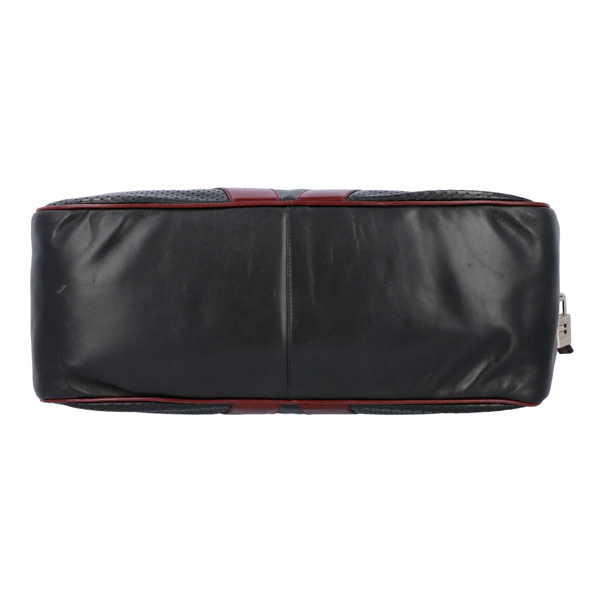PRADA Handtasche. Glattleder in Schwarz und Bordeaux mit silberfarbener Hardware, umla - Bild 5 aus 8