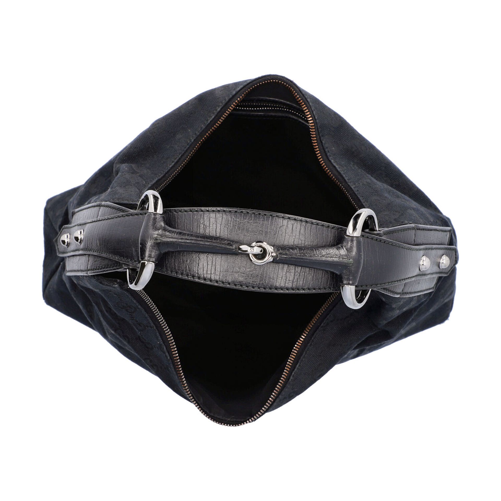 GUCCI Handtasche. Guccissima Design auf schwarzem Textil mit silberfarbener Hardware, - Bild 6 aus 8