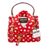 MOSCHINO Handtasche "POLKA DOTS BIKER BAG"; akt. NP.: 1.295,-€. Rotes Leder mit weißen Polkadots