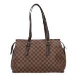 LOUIS VUITTON Shopper "CHELSEA", Koll.: 1997. Damier Ebene Serie mit dunkelbraunen Led