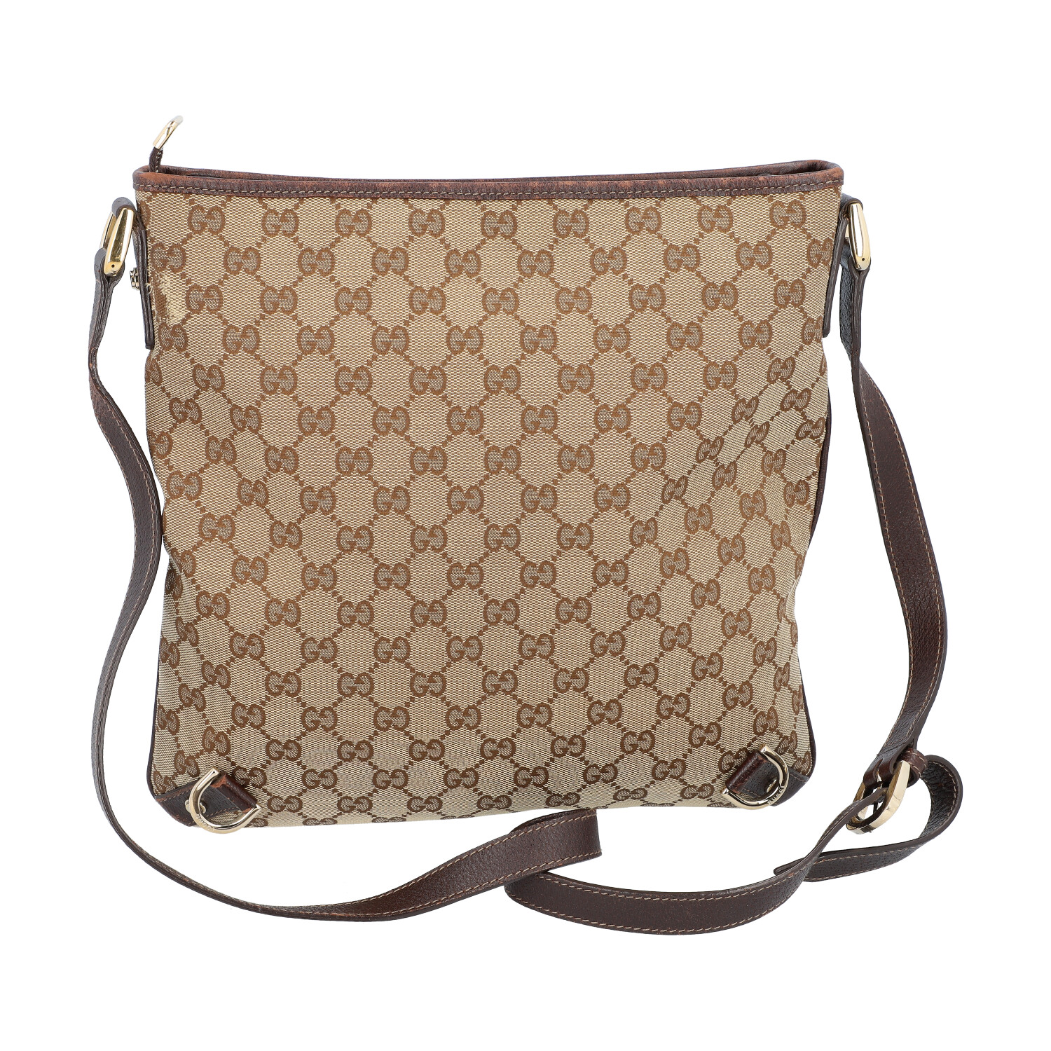 GUCCI Handtasche. Guccissima Design auf Textil in Beige und Braun, braunfarbene Leder- - Image 4 of 8