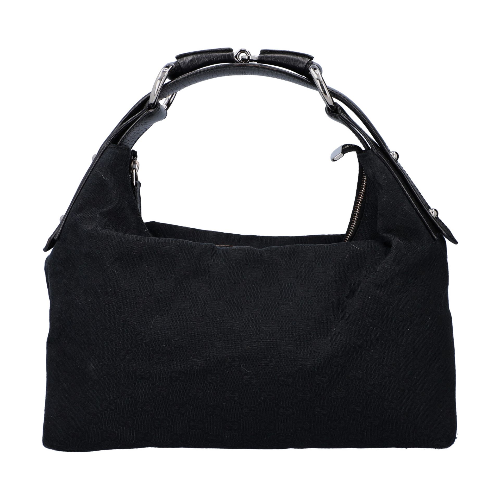 GUCCI Handtasche. Guccissima Design auf schwarzem Textil mit silberfarbener Hardware, - Bild 4 aus 8