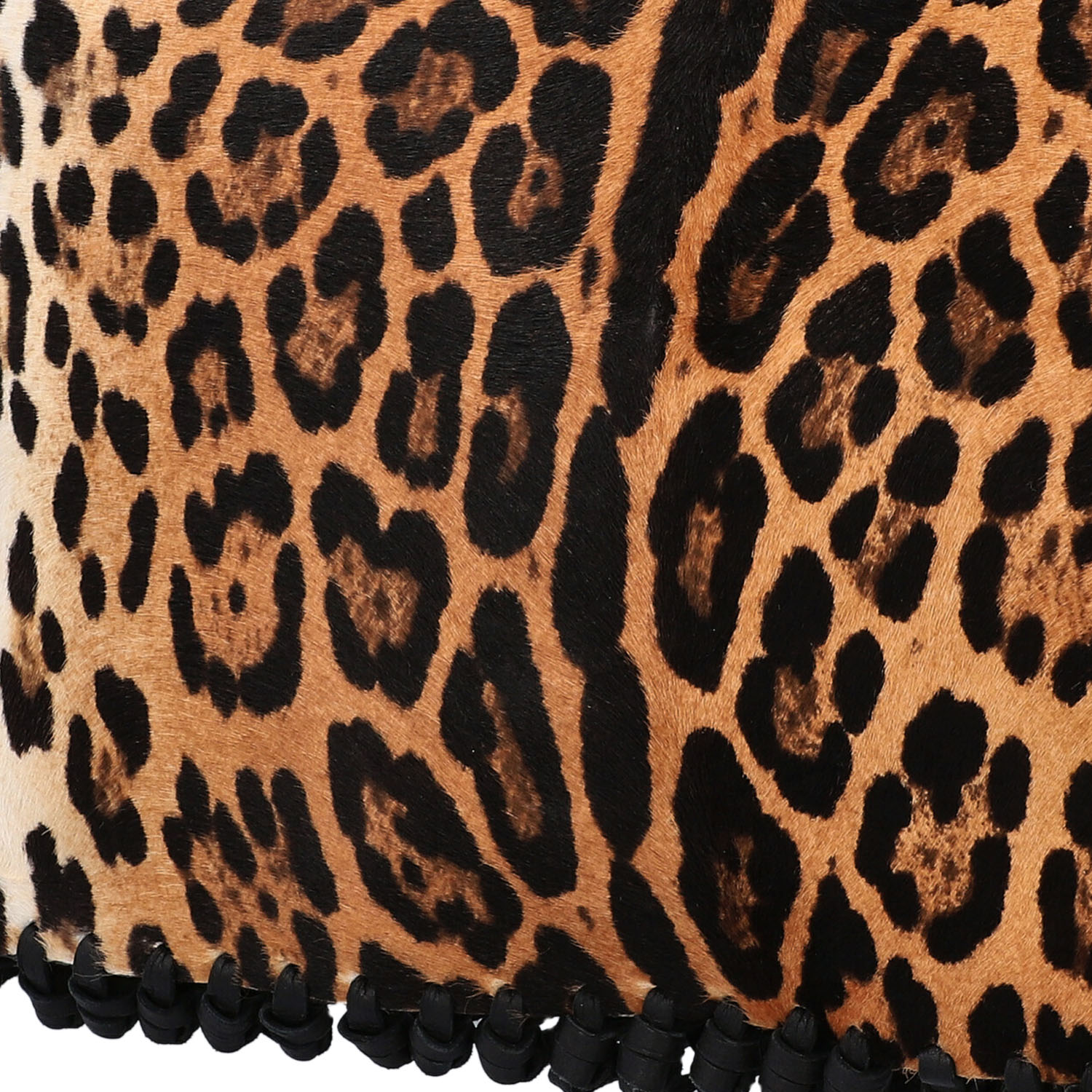 VALENTINO Clutch. Fell im Leoparden-Design mit Fransendetail an den Kanten aus schwarz - Image 7 of 8