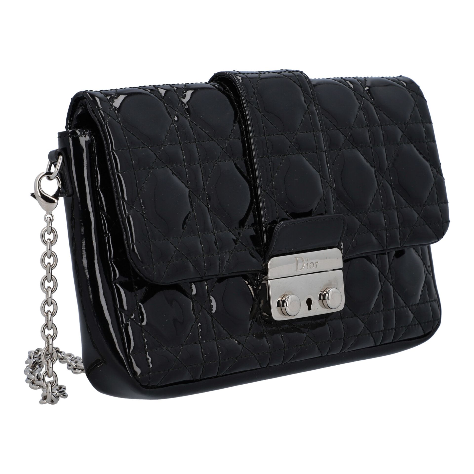 CHRISTIAN DIOR Abendtasche "MISS DIOR", NP.: 1.200,-€. Schwarzes Lackleder mit Canna - Bild 2 aus 8