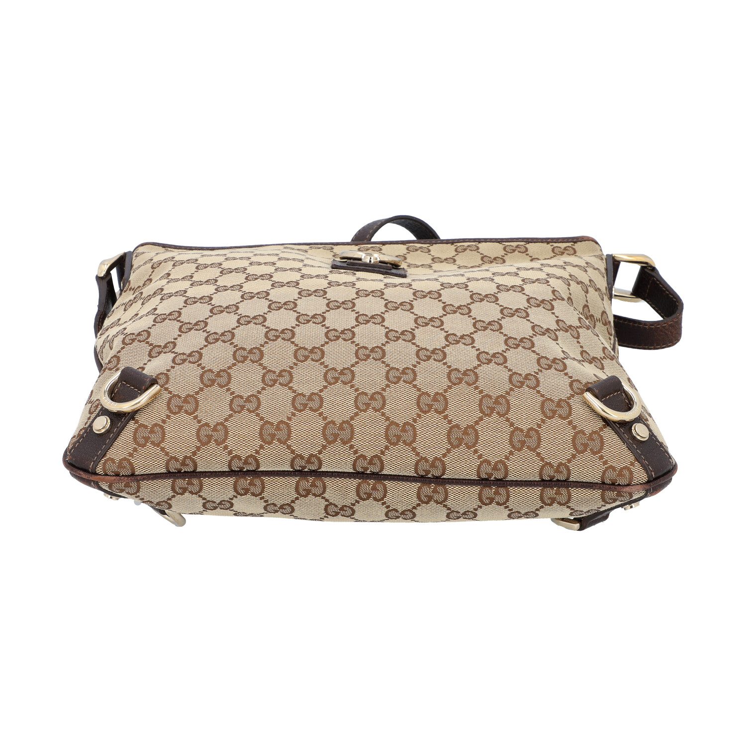 GUCCI Handtasche. Guccissima Design auf Textil in Beige und Braun, braunfarbene Leder- - Image 5 of 8