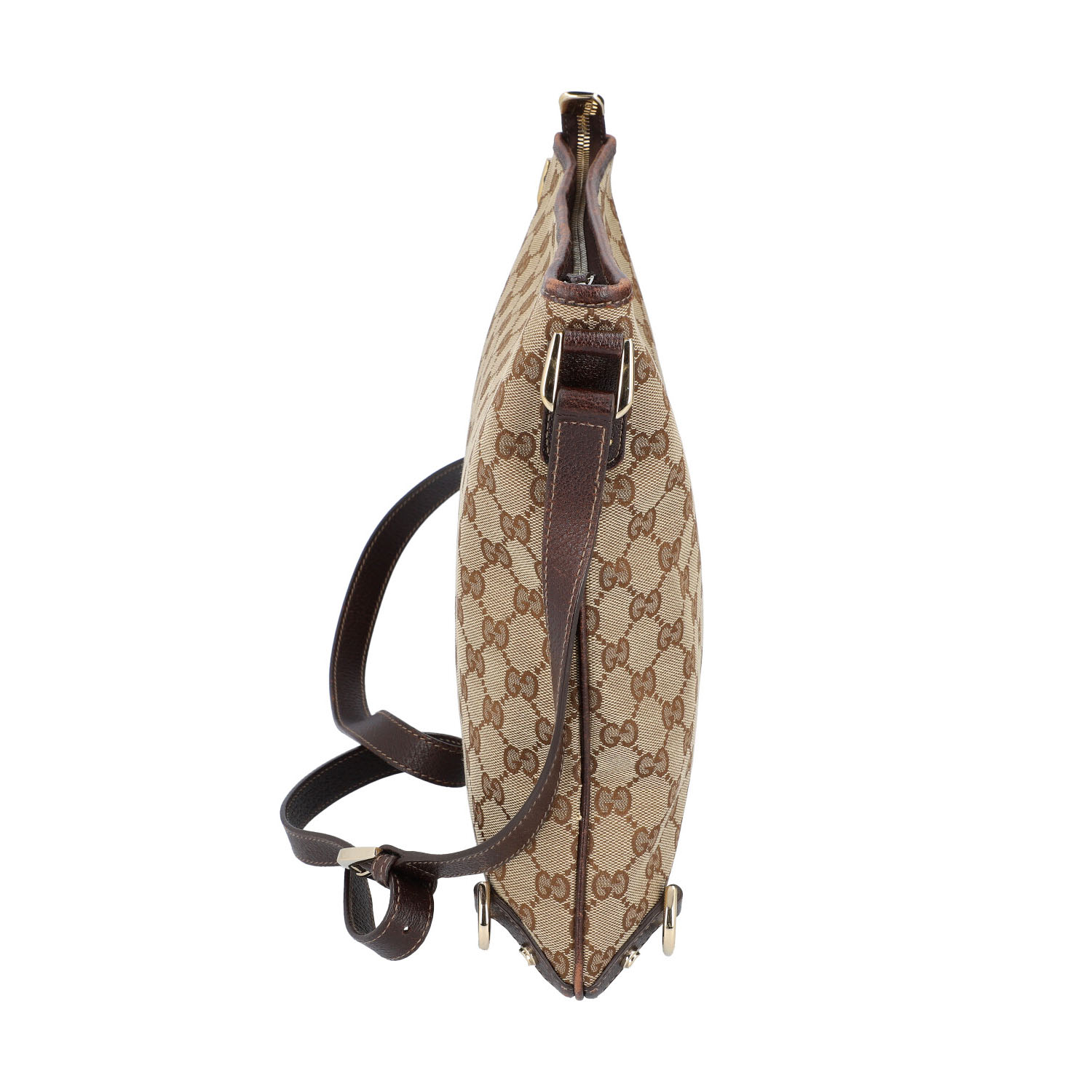 GUCCI Handtasche. Guccissima Design auf Textil in Beige und Braun, braunfarbene Leder- - Image 3 of 8