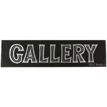 Tony Hart (British, 1925-2009). 'Gallery'. Silver pen drawing on card of 'Gallery' sign which was