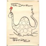 Tony Hart (British, 1925-2009). Diplodocus, original drawing, signed, with dedication 'For