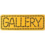 Tony Hart (British, 1925-2009). 'Gallery'. Pen drawing on card of 'Gallery' sign in chain writing,
