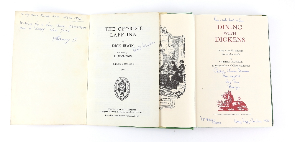 Two signed books gifted to Roc Renals. 'Dining With Dickens' by Cedric Dickens, hardback published