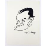 Tony Hart (British, 1925-2009). Caricature of Bob Hope. Pen and ink on card. 1976. Signed Tony