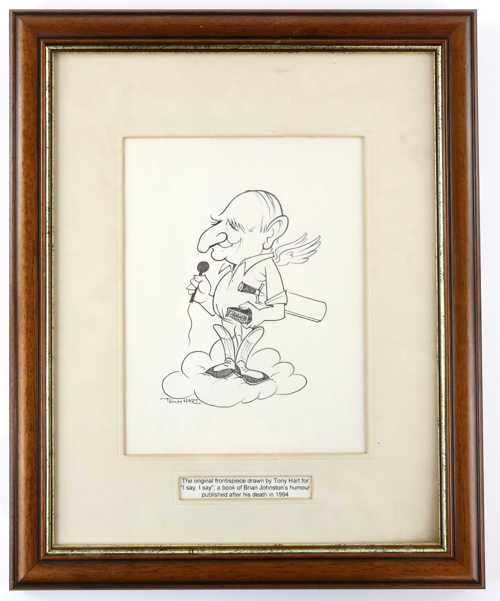 Tony Hart (British, 1925-2009). Cricket interest. Original drawing for inside of the cover of the