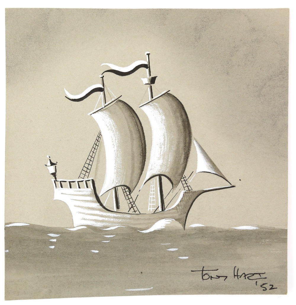 § Tony Hart (British, 1925-2009). Galleon, believed to be the inspiration for the Blue Peter logo