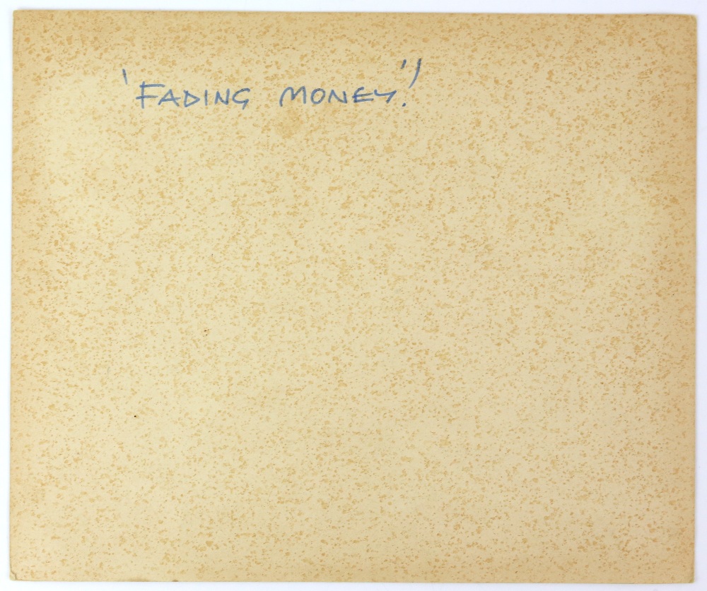 Tony Hart (British, 1925-2009). 'Fading Money'. watercolour and ink on card, signed. Titled verso. - Image 3 of 3