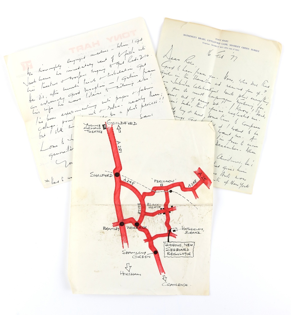 Tony Hart (British, 1925-2009). A map of Shalford, Surrey and surrounding areas drawn by Tony, ink - Image 2 of 6