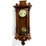 Mahogany Vienna Regulator style wall clock, the dial with Roman numerals, indistinct signature to