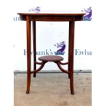 Early 20th century mahogany oval occasional table, together with a mahogany carver dining chair. 73H