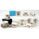 Coalport miniature tea set with floral decoration on a white ground, Royal Stafford Rochester